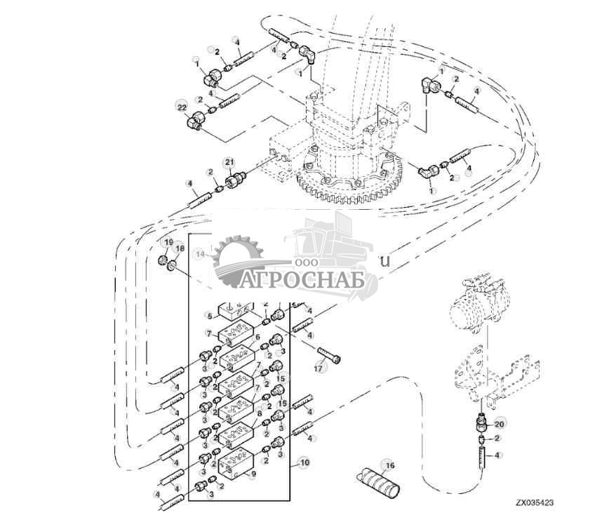 Основание разгрузочного лотка и компрессор кондиционера воздуха, централизованная система смазки 